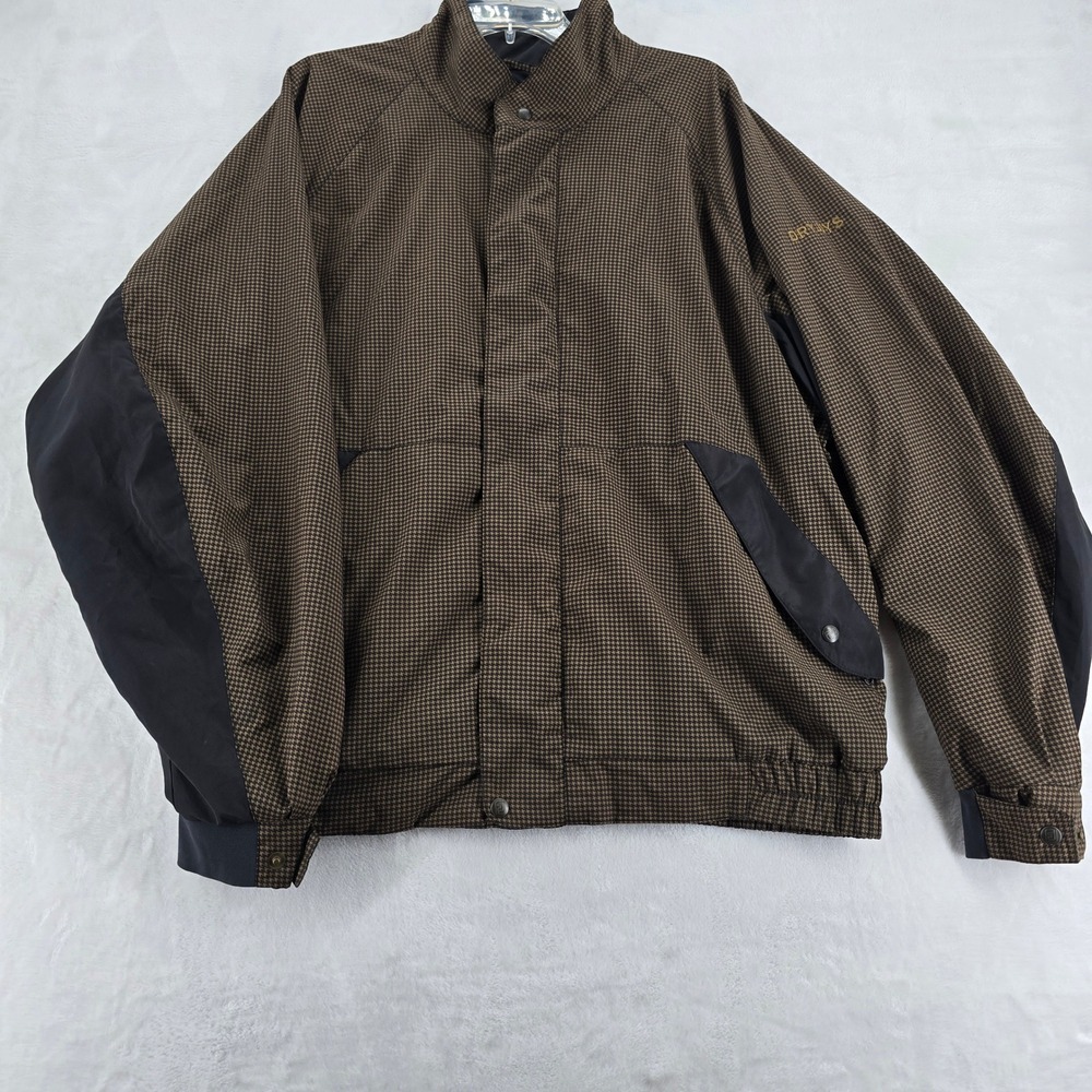 FootJoy DryJoys Jacket Mens XL Golf Jacket Brown Houndstooth Full Zip Rain Coat